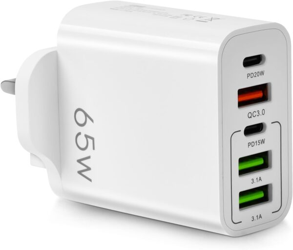 Multi USB C Plug, 3-Port 65W  Power Adapter