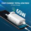 Multi USB C Plug, 3-Port 65W  Power Adapter - Image 2