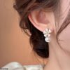 Flower Pearl Drop Earrings - Image 2