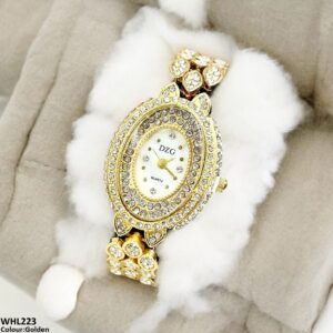 Double Oval Dial Stone Decor Watch