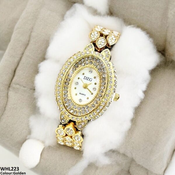 Double Oval Dial Stone Decor Watch