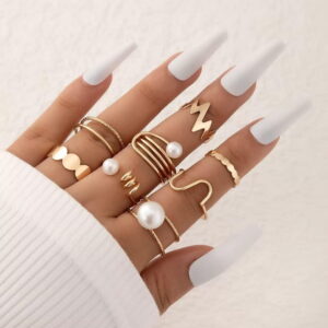 Pearl/Curved 8 Midi Rings