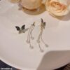 Butterfly/Pearl Drop Earrings - Image 3